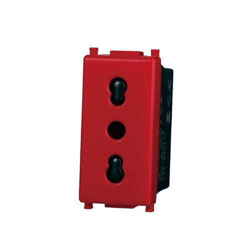 Ettroit Red Bipass Socket Module 1P 2+T 16A 250V Compatible Vimar Plana Series