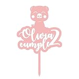 DEREGALOOS Topper de Tarta Personalizado Multicapa para Cumpleaños Infantiles. Con Nombre, Edad y Diseño de Animal. Decoración de Fiesta para Niños o Niñas. Adorno para Pasteles (Cerdo)