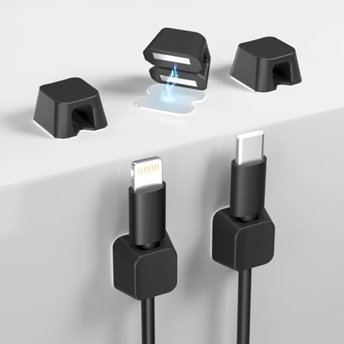 Maveek Magnetic Cable Clips, 5 Pcs Magnetic Cable Management Holder Clips Wire Organiser, Magnetic Cable Tidy Clips with Self-Adhesive Metal Plate for Desktop, Nightstand, Car, Office (Black) - Cosy Home Interiors Maveek Magnetic Cable Clips, 5 Pcs Magnetic Cable Management Holder Clips Wire Organiser, Magnetic Cable Tidy Clips with Self-Adhesive Metal Plate for Desktop, Nightstand, Car, Office (Black) - Image 2
