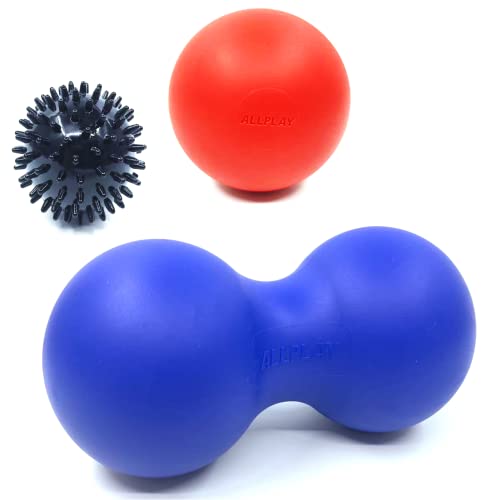 AllPlay ALLPLAY Massage Balls Set, Spiky, Lacrosse Ball, Peanut Muscle Roller Massager Self Myofascial Trigger Point Red Blue Black