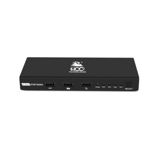 Image of HOC Technologies 4 Port HDMI KVM Switch 4K@30Hz, HDMI 1.4, 3D, USB Keyboard Mouse Sharing, Windows /Mac /Linux /Chrome OS