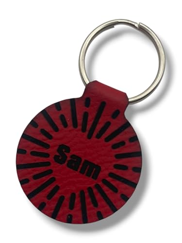 Hundemarke mit Gravur – personalisierte Tiermarke für Hunde & Katzen – leichter Anhänger aus Kunstleder – individuell mit Namen & Telefonnummer – stilvolles Accessoire für Haustiere (Rot)
