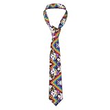 Men's Fashionable Trippy Rainbow Unicorn Art Necktie - Lightweight Skinny Wedding Ties Necktie Party Tie for Dinner Party Groom, Uniform