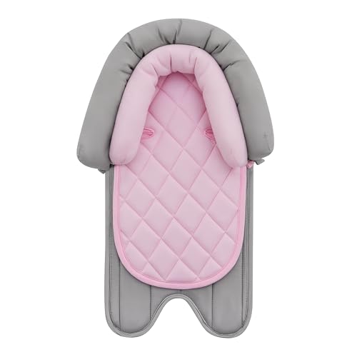 Image of Pro Goleem Car Seat Head Support Infant, Soft Infant Car Seat Insert, 2 in 1 Carseat Head Support for Newborn, Perfect for Car Seat, Stroller, Swing, Bouncer, Pink and Gray