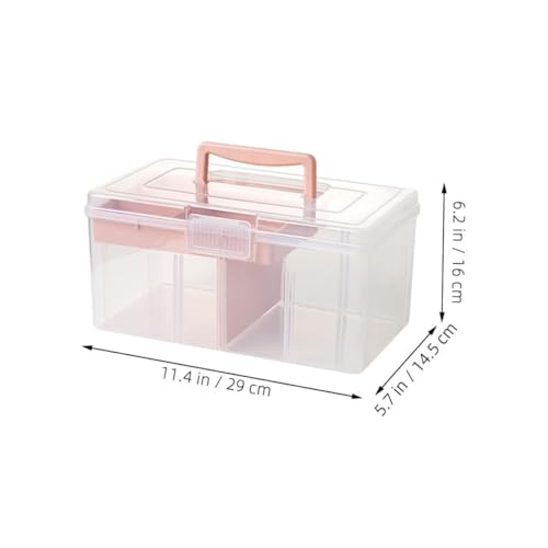 Boîte de rangement loisirs créatifs rose double couche en PP - 3