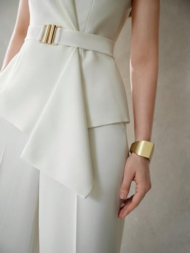 womens blazers dressy casual SOLID COLLAR ASYMMETRICAL HEM BELTED BLAZER3