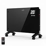 YOEVU | Emisor térmico de cristal | 2500W | Pantalla LCD táctil, Negro