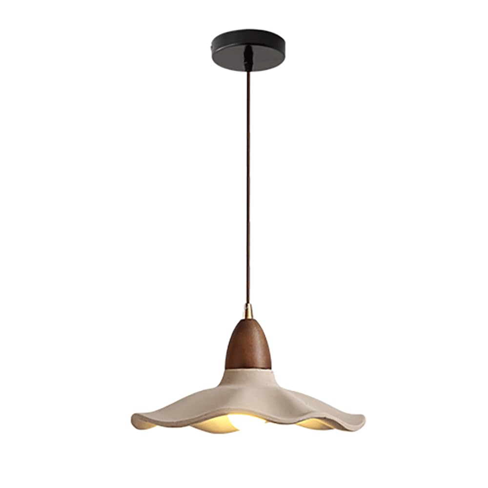Lampe à suspension en ciment et tasse en noyer pour ambiance zen