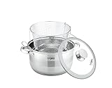 Las tapas están hechas de cristal templado y tienen un mango de acero inoxidable resistente. Apto para lavavajillas y horno. Fabricado en acero inoxidable de alta calidad, apto para todo tipo de fuegos, incluso inducción, apto para lavavajillas, fácil de limpiar, resistente a los arañazos