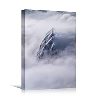 Canvas Wall Art Foggy Landscape Cool Dramatic Mountain Nature Photography Romantics - 12x18 inches