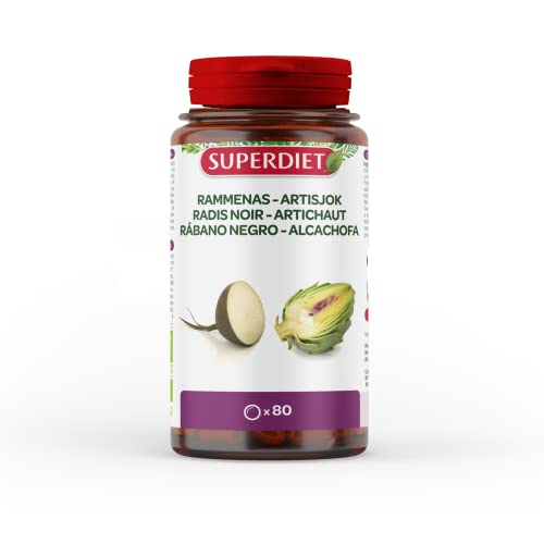 SUPERDIET - RÁBANO NEGRO ALCACHOFA BIO - Aliado del Hígado - Contribuye al drenaje - Fabricado en Francia - 80 Comprimidos
