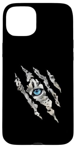 Fearless Snow Leopard Cat �u���[ �A�C�N���[ �X���b�V�� �V���G�b�g �X�}�z�P�[�X iPhone 15 Plus �p