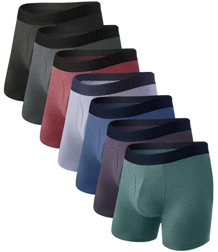 Image of BAMBOO COOL Men's Underwear Breathable Boxer Briefs with Fly Moisture-Wicking Lightweight Underwear 7-Pack