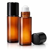 Essenciales Envase Roll On Rellenable 50 ml 2 Botes de Cristal color ámbar sin fugas - Rollon fácil de poner y sacar