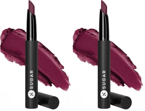 Image of SUGAR Cosmetics Matte Attack Lipstick for Women | Transferproof & Smudgeproof | Lasts upto 12hrs | Enriched With Jojoba Oil | 2gm - The Grandberries (Pack of 2)