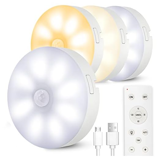 Led Closet Lights Motion Sensor: 4PCS Puck Lights With Remote Under Cabinet Lights Wireless USB Rechargeable Under Cabinet Lightning With Hook Stick on Lights Night Lights For Wardrobe,Counter,Kitchen
