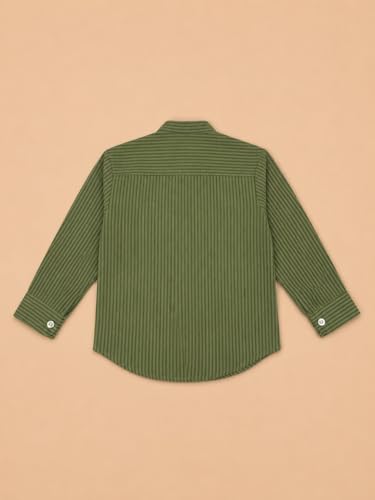 Image of A.T.U.N. (ALL THINGS UBER NICE) Boys 100% Cotton Band Collar Shirt | Soft Fabric with Button Front Style & Roll-Up Sleeves | Comfortable Casual Kids Shirt