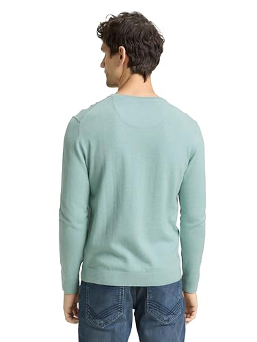 Tom Tailor Herren 1039811 Strickpullover mit V-Ausschnitt, 39549 - Soft Greyish Green Melange, XS – Ansicht 3