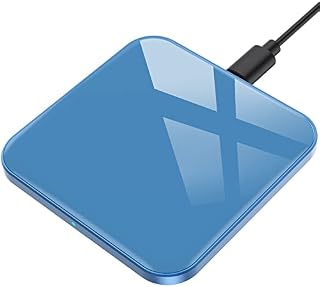 AGPTEK Wireless Charger, Qi-Certified 15W Max Fast Wireless Charging Pad Compatible with iPhone 14/13/12/12 Pro/11/11 Pro Max/XR/XS/X/8, for Samsung S22/S21/S20/S10, AirPods Pro, Blue (No AC Adapter)