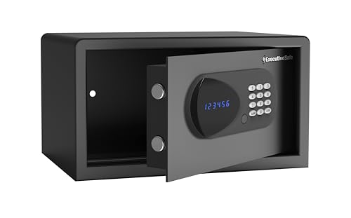 ExecutiveSafe ACS-2 Digital Safe Box for Home, Office & Hotel – Electronic Keypad, Motorized Bolts, LED Display, USB Power Port & Emergency Key Lock – Compact 0.49Cu.Ft Security Safe, Black