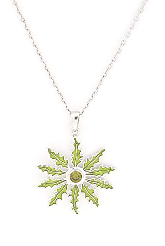 TALISMAN JEWELLERY Collar Eguzkilore de Plata esmaltado Verde y con circonita Central