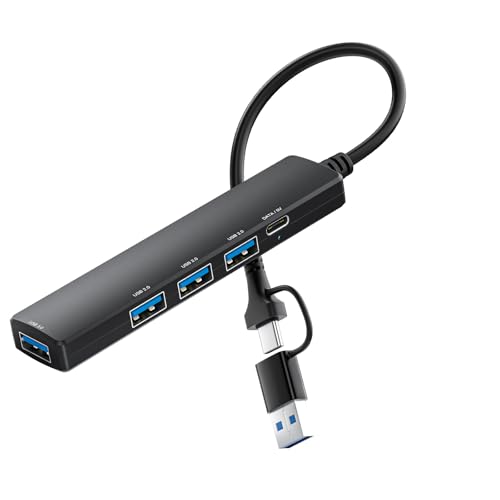 Estación de acoplamiento USB C/adaptador 5 en 1 con 3 puertos USB 2.0 + 1 USB 3.0 + 1 adaptador tipo base para laptop puerto de datos de alimentación