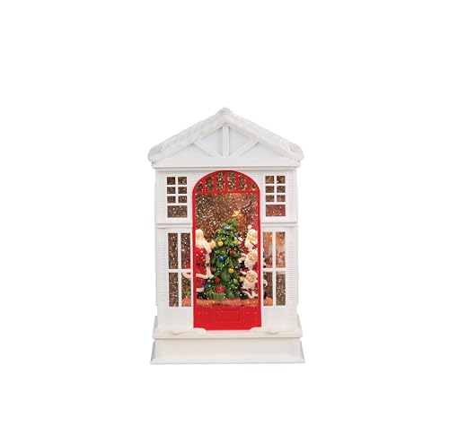 Roman, 10" H Lighted Swirl Santa and Elves Decorating a