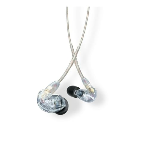 Shure SE215-CL Profesjonalne słuchawki nauszne, izolacja dźwięku z pojedynczym dynamicznym mikrosterownikiem, czysty dźwięk + głęboki bas, kabel 3,5 mm - przezroczyste, SE215-CL-EFS