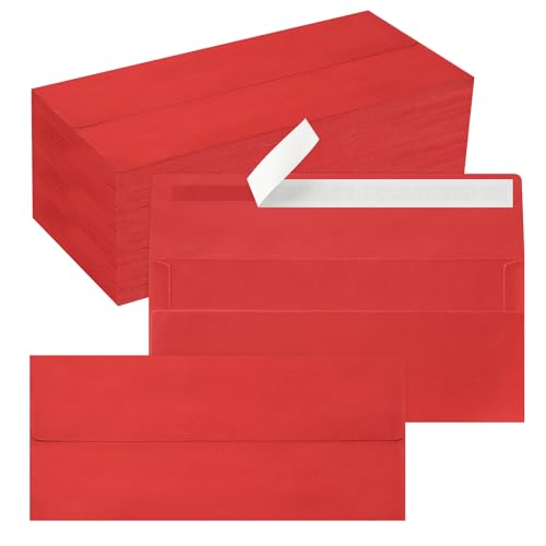 200 Pack #10 Red Envelopes Letter Size Self Seal Business Envelopes