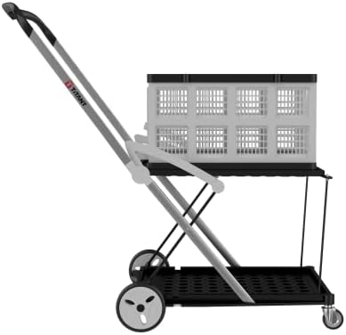 TITANT UCART Multi Use Collapsible Cart - Mobile Folding Trolley - Shopping Cart with Storage Crate - Platform Truck - Proudly Supporting US Special Ops Warrior Foundation, Black and White