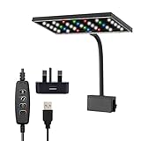 OsAtNb Clip On Full Spectrum Aquarium Light, 14W Aquarium LED Light 3 Modes Timer Fish Tank Light, 10 Adjustable Brightness with 3 Mixed Colors for Planted Tank
