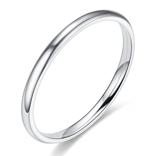 ANAZOZ Bague Acier Inoxydable 2mm Anneau Fin Chic Femme Argent Taille 60