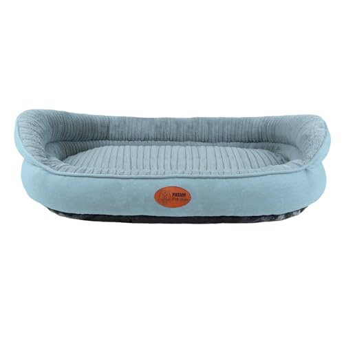 PATAM Cuccia Cane e Gatto Interno, Lettino Morbido Sfoderabile, Antiscivolo, Shiro Azzurro, Extra-Large 90x70x25 cm