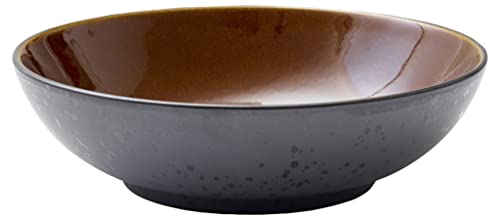 BITZ Salatschüssel, Schüssel/Schale aus Steinzeug, Spülmaschinenfest, Durchm. 24 cm, Schwarz/Amber