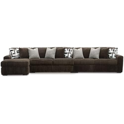 Signature Design by Ashley 3-Piece Chocolate Corduroy Sectional with Chaise