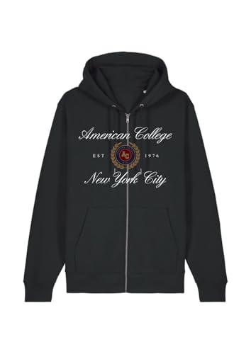 Sweat zip noir homme American College USA XL veste decontractée a capuche