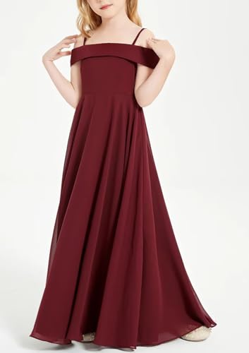 Off Shoulder Flower Girl Dress for Wedding Junior Teen Girls Chiffon Bridesmaid Dresses Formal Party Pageant Gown3