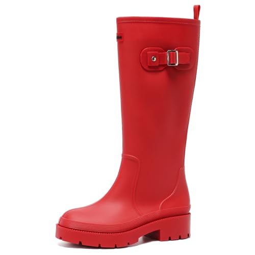 Pelbiuqik Womens Rain Boots Knee High Rubber Boots Waterproof Anti-Slip Tall wide calf Garden Boots Insulated Work Water Shoes Fishing Outdoor