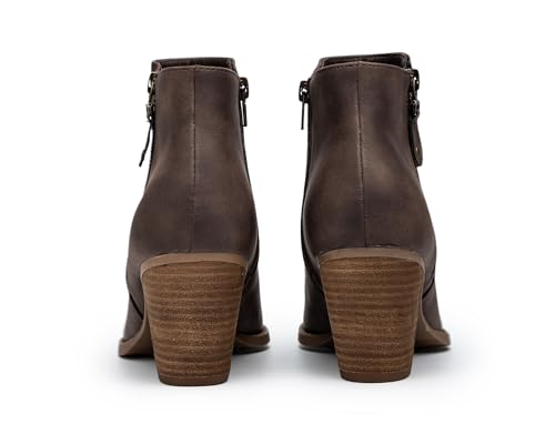 ANJOUFEMME Women's Zipper Chunky Ankle Boots, Stacked Mid Heel Dress Boots, Comfortable Short Booties4