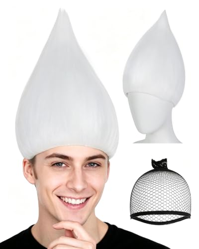 Image of JoneTing Pure White Wig for Men White Straight Cosplay Wigs for Party
