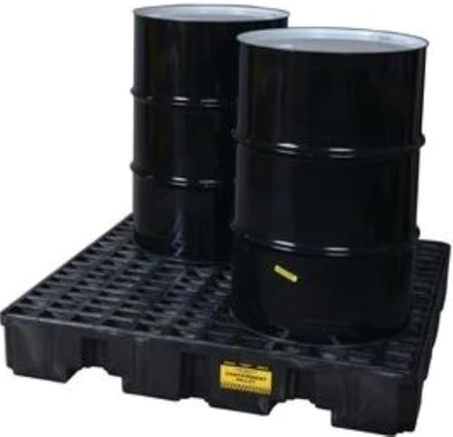 Image of Eagle 4 Drum Spill Containment Pallet with Forklift Pockets, 51.5 inchx51.5 inchx8 inch, 66 Gallon Sump, 8,000 lbs. Load Capacity Secondary Containment Pallet, Made in USA, Black, 1645BND