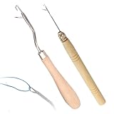 JchEnye Set von 2 handgefertigten Werkzeug-Hakenadeln, Holz-Haken, Krümmte Haken Werden für die Herstellung von Teppichen, Stricken, strickenvergrößerungsprojekten und Kunsthandwerken verwendet.