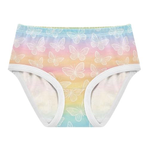 Joisal White Butterfly Pastel Rainbow Stripes Girl Panties Cute Girls Underwear Toddlers Cotton Funny Briefs Kids Undies 2t