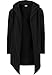 Urban Classics Herren Long Hooded Open Edge Cardigan – Langer Kapuzen Cardigan aus Baumwolle im Loose Fit, offener Schnitt mit offenen Kanten für Streetwear & Freizeit,Schwarz,XL