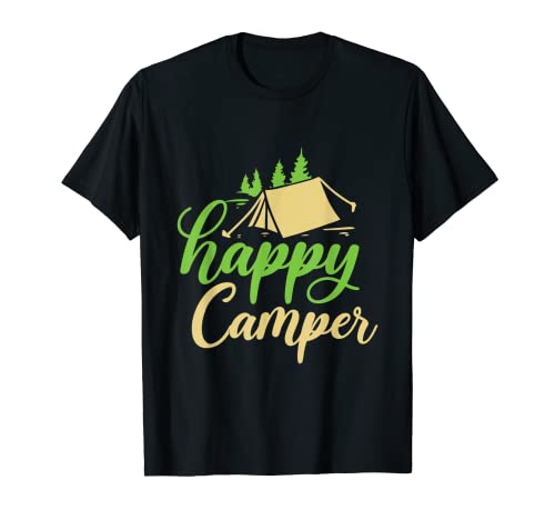 Happy Camper Funny Outdoor Hiking Camping Maglietta