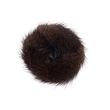 surell - Mink Pom pon Ponytail Holder - Gentle Damage Free Stretchy Hair Tie - Soft Wearable Fuzzy Furry Real Fur Scrunchie - High End Hair Beauty Accessories (Brown)