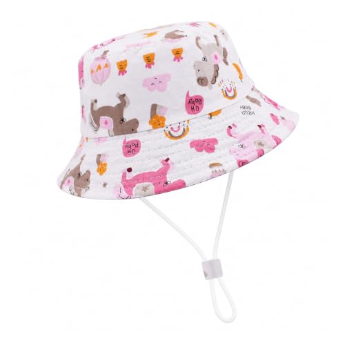 Image of VRITRAZ Unisex Kids Printed Bucket Hat | UV Protection Sun Hat with Adjustable Chin Strap & Summer Beach Travel Outdoor Cap for Toddlers & Children (4-12 Years)