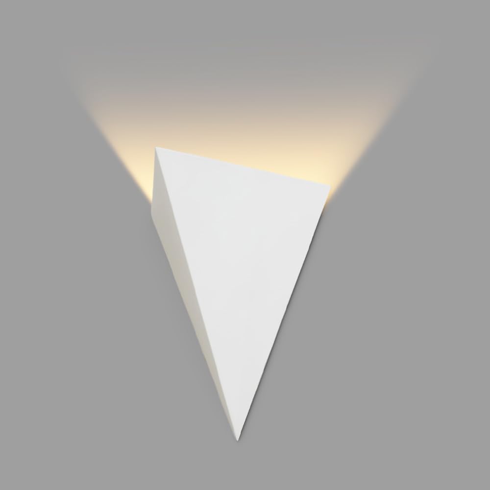Lampa ścienna w kształcie wachlarza, biała metalowa lampa, lampka nocna, żarówki LED 7 W - geometryczne oświetlenie 3000 K do sypialni, salonu, przedpokoju