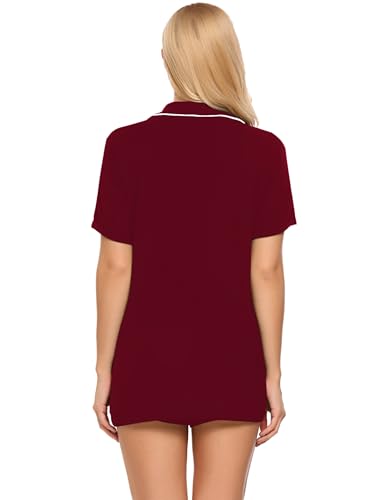 Image of Ekouaer Pajamas Set for Women Short Sleeve Sleepwear Button Down Pjs Soft 2 Piece Lounge Sets XS-XXXL