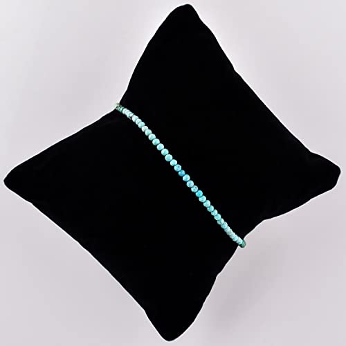 Odrilliongems Genuine Turquoise Gemstones Bolo Bracelet, Micro-Faceted Beads, Good Fortune Crystals, 925 Sterling Silver, Handmade, Birthstones, Adjustable Chain, Women Jewelry, Christmas Gifts, 10" #TOP4